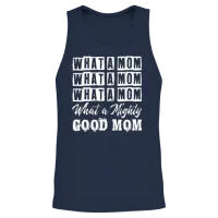 What a Mom What a Mighty Good Mom Funny Lyrics Unisex Tank Top - Navy – 2