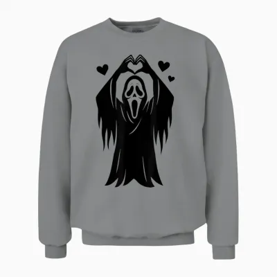 Creepy Horror Ghost Heart Hands, Happy Halloween Unisex Sweatshirt - Sport Grey