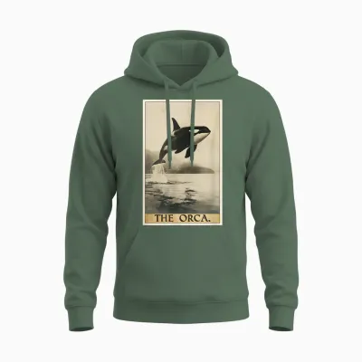 Orcas Orca Tarot Card T-Shirt, Black Unisex Hoodie - Military Green