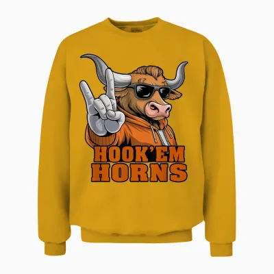 Vintage Longhorn Men Women Kids Girls Boys Spirit Evergreen Unisex Sweatshirt - Gold