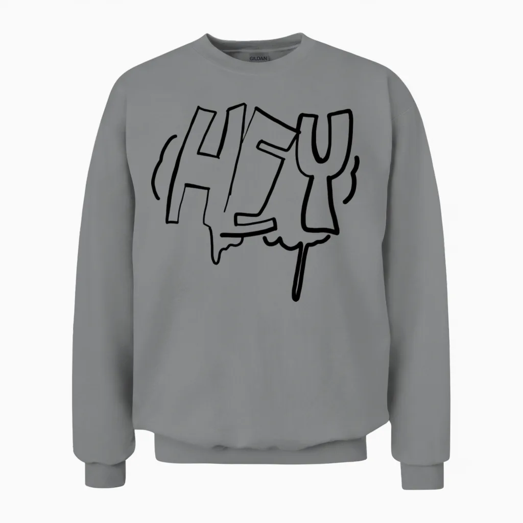 Hey Graffiti Bubble Letters Unisex Sweatshirt in Sport Grey