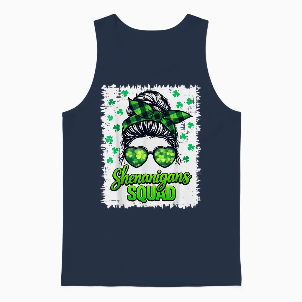 Shenanigans Squad St Patricks Day Women Girl St Patricks Day Unisex Tank Top in Navy