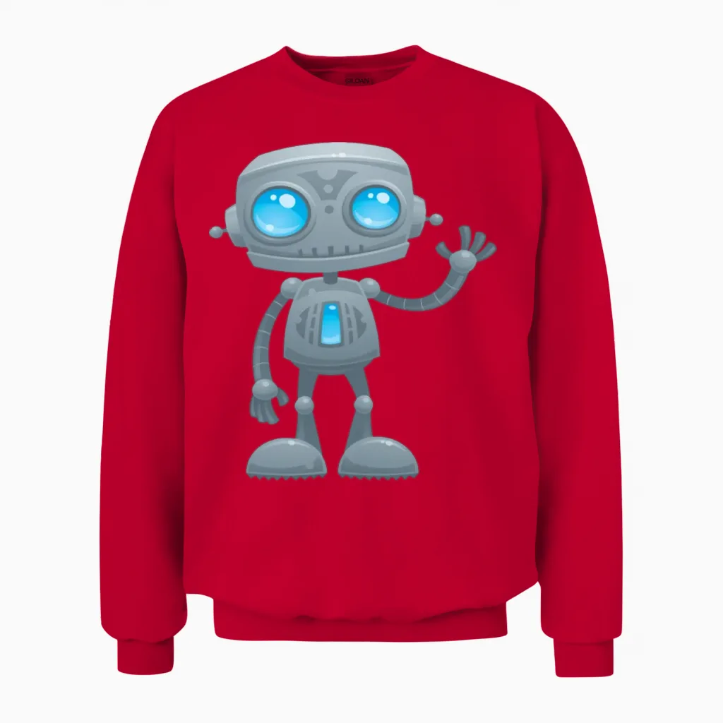 Waving Robot Unisex Sweatshirt in Red