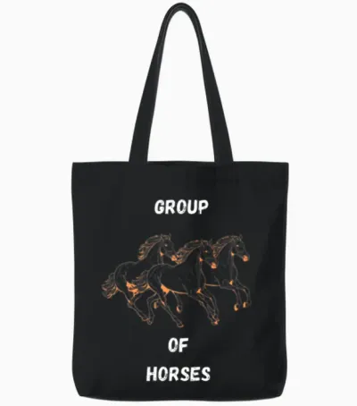 Group of Horses Tote Bags - Black