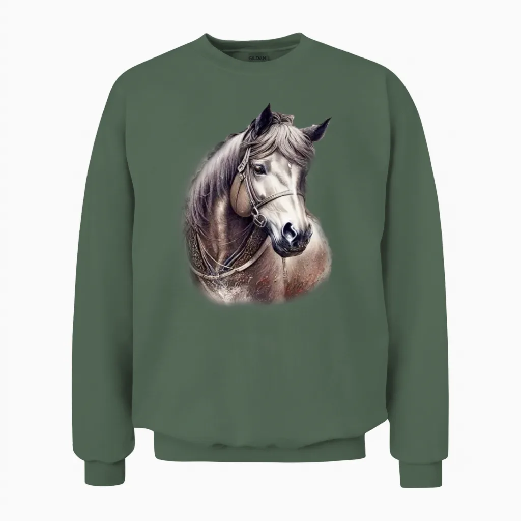 The Wild Horse - Lovers Unisex Sweatshirt in Military Green