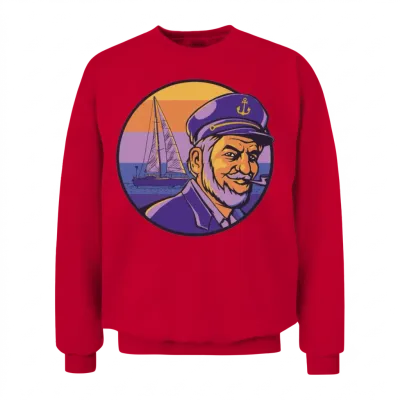Retro Ship Old Captain Sailing Boat Sea Retro Ship Unisex Sweatshirt - Red