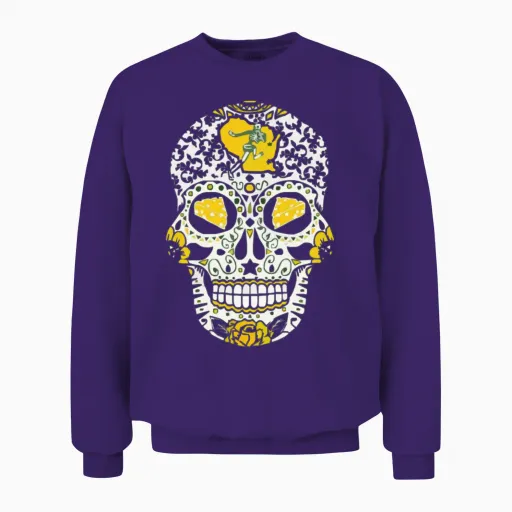Packers Sugar Skull Halloween Unisex Sweatshirt in Purple