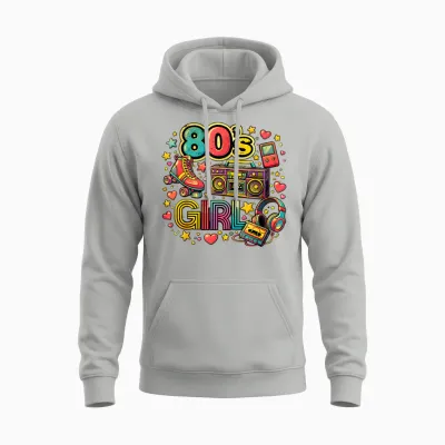 Fun Times Girl's 80s Retro Roller Skates Unisex Hoodie - Ash