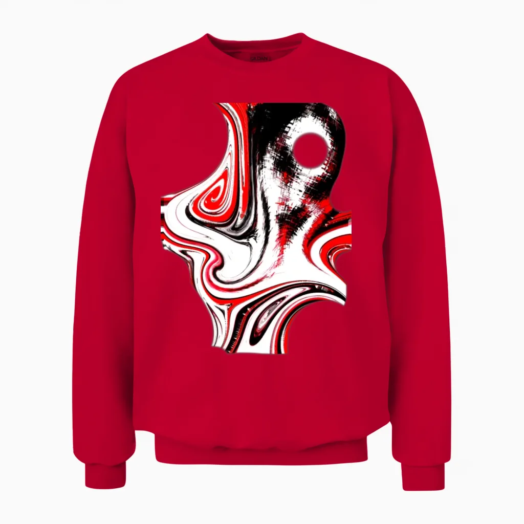 Octopus Woman Dark Red Black White Unisex Sweatshirt in Red