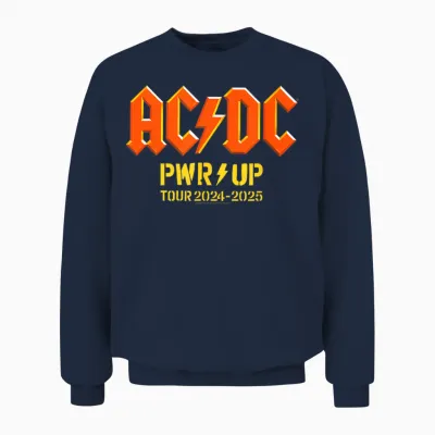 Pwr Up World Tour 2024-2025 Full Dateback T-Shirt, Black, S Unisex Sweatshirt - Navy