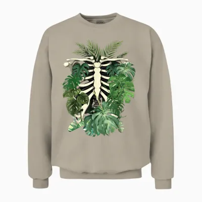 Skeleton Plant Body Monstera Leaf Plant Mom Gardening Woman Unisex Sweatshirt - Sand