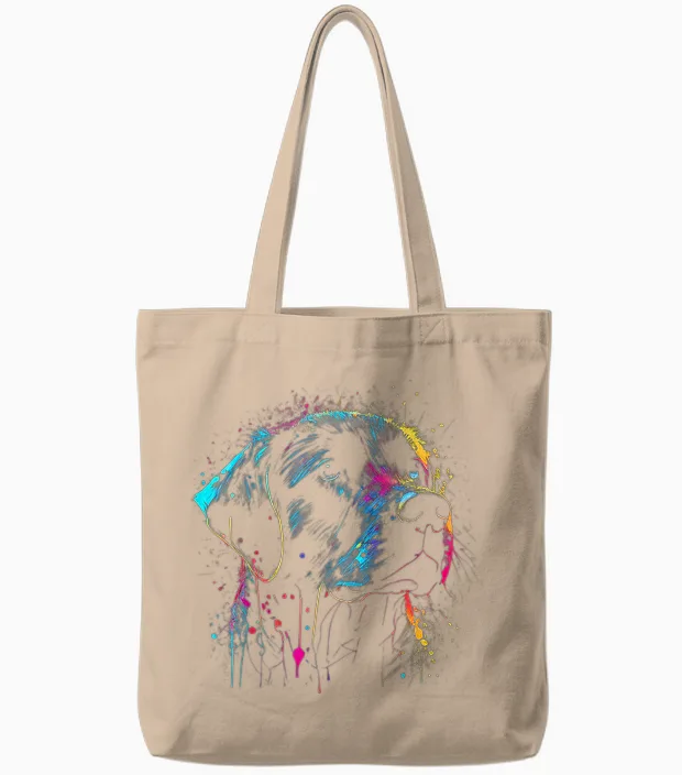 Schwarzer Labrador Hund Malerei Aquarell Farbe Bunte Mama Tote Bags in Natural