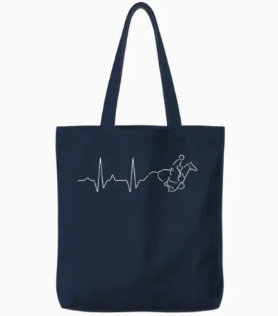 Herzschlag Reiten Puls Pferde Geschenk Frequenz Tote Bags - Navy