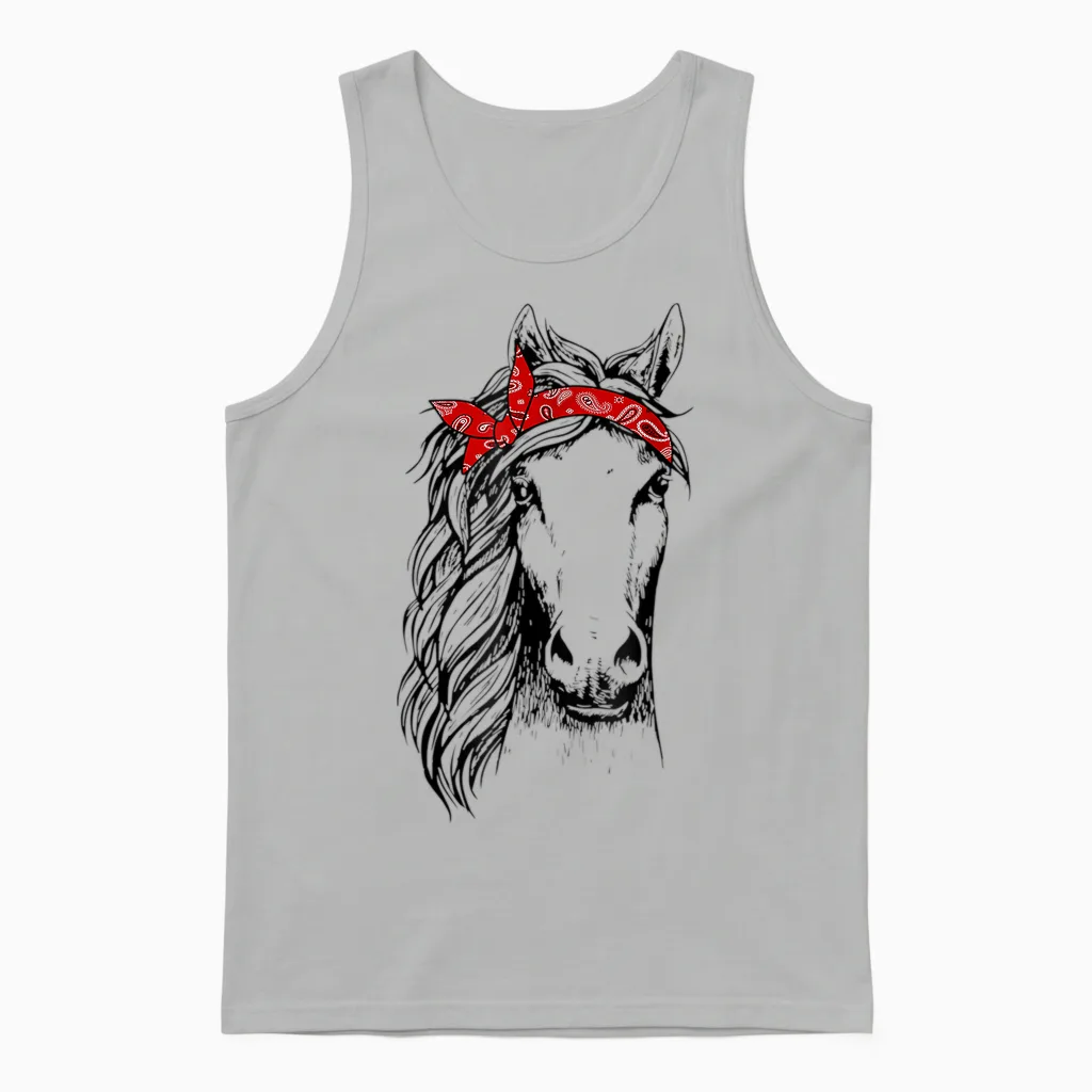 Horse Bandana for Horseback Riding Horse Lover Unisex Tank Top in Ash