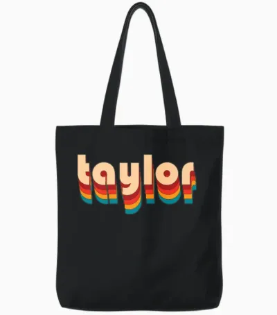 Retro Taylor Name Tote Bags - Black