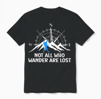 Hiker Funny Wanderlust Mountaineer Hiking Unisex T-Shirt - Black
