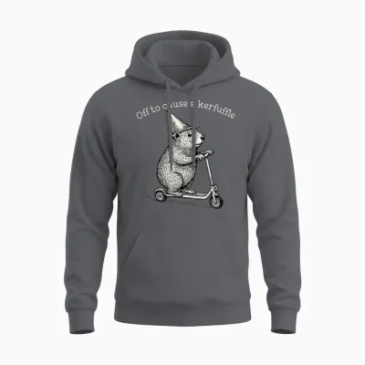 Off to Cause a Kerfuffle Funny Capybara Meme Unisex Hoodie - Charcoal