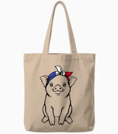 Cochon Avec Drapeau Français France Tote Bags - Natural