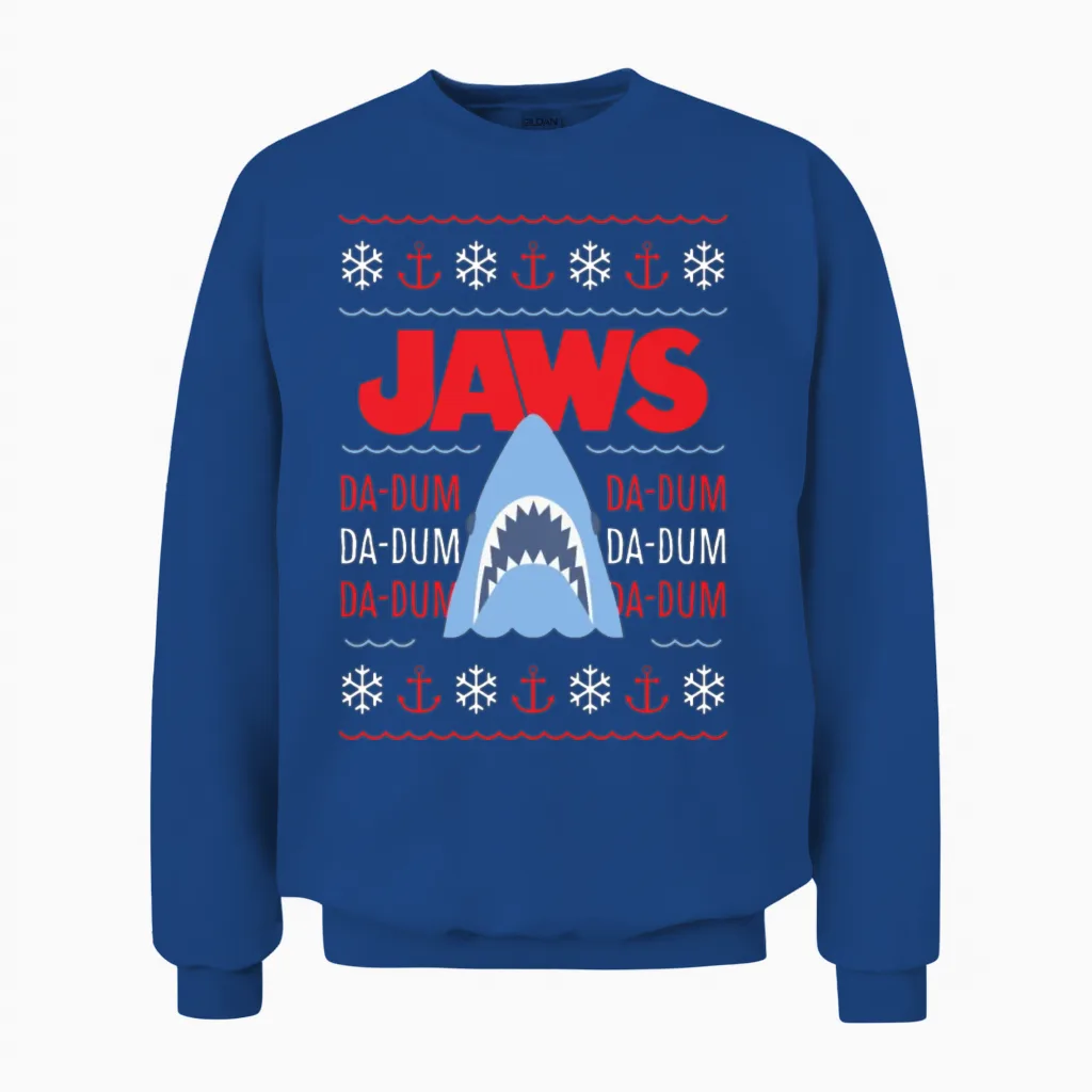Jaws Distressed Da-Dum Da-Dum Unisex Sweatshirt in Royal