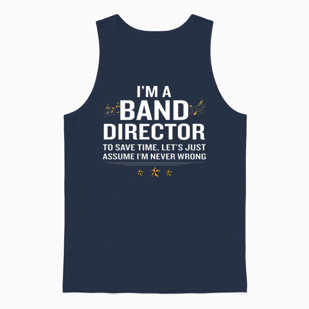 Band Director Funny Quote Gold Awesome Gift Unisex Tank Top in Navy