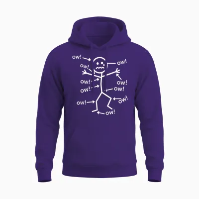 Ow Ow Ow Figure- Funny Chronic Pain Awareness Unisex Hoodie - Purple
