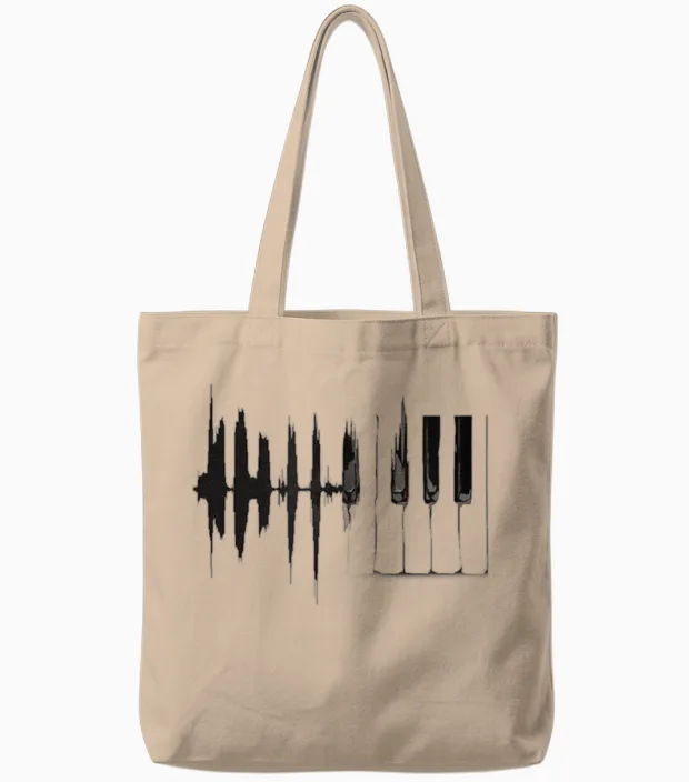Piano Shirt Klavier T-Shirt Tasten Klaviertasten Flügel Tote Bags in Natural