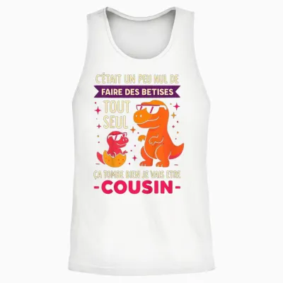 Enfant Cousin Je Vais être Cousin Graçon Idée Dinosaures Drole Unisex Tank Top - White