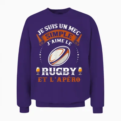 J'aime Le Rugby Et L'apéro Original Idea Rugbyman Humour Unisex Sweatshirt - Purple