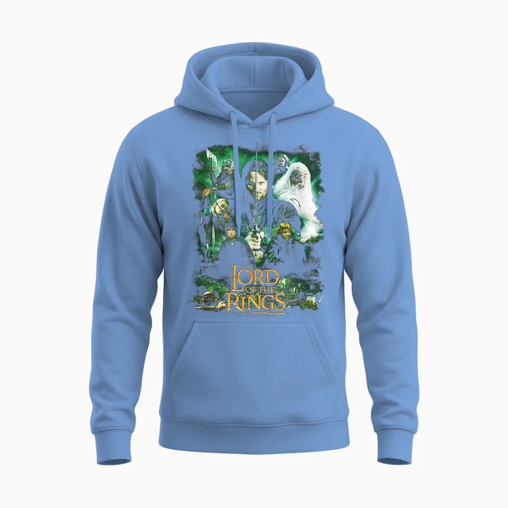 Lord of the Rings Hero Group T-Shirt Small Unisex Hoodie in Carolina Blue
