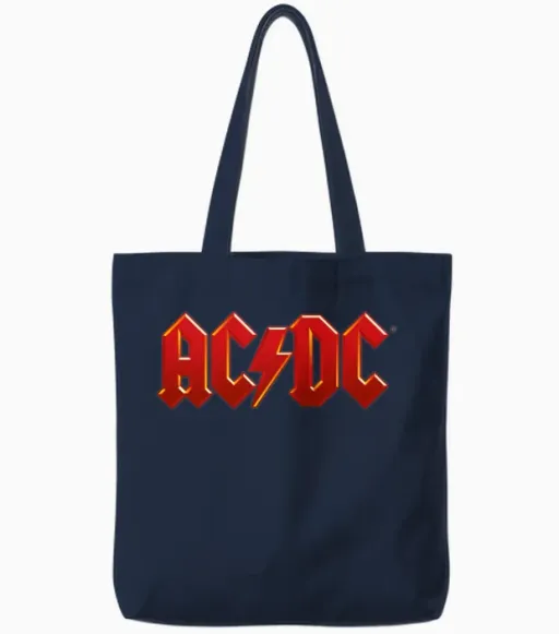 Ac/dc Classic Logo with Lightning Bolt Tote Bags in Navy