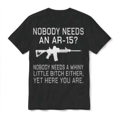 Nobody Needs an Ar15? Metallic Silver Unisex T-Shirt - Black