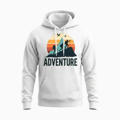 Hiking Adventure Silhouette Design Unisex Hoodie - White