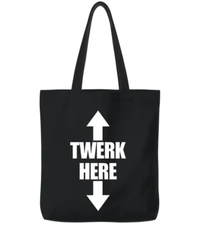 Twerk Here Arrow Up and Down Men's Twerk Here Tote Bags - Black