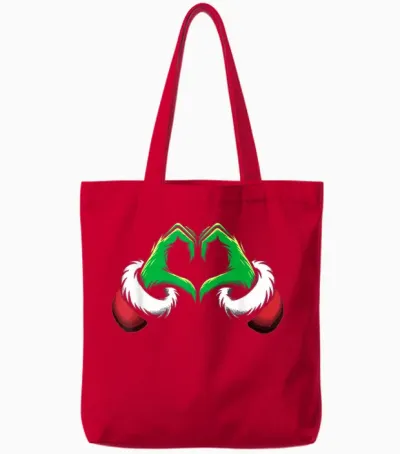 Funny Elf Heart Hands Love Christmas Tote Bags - Red