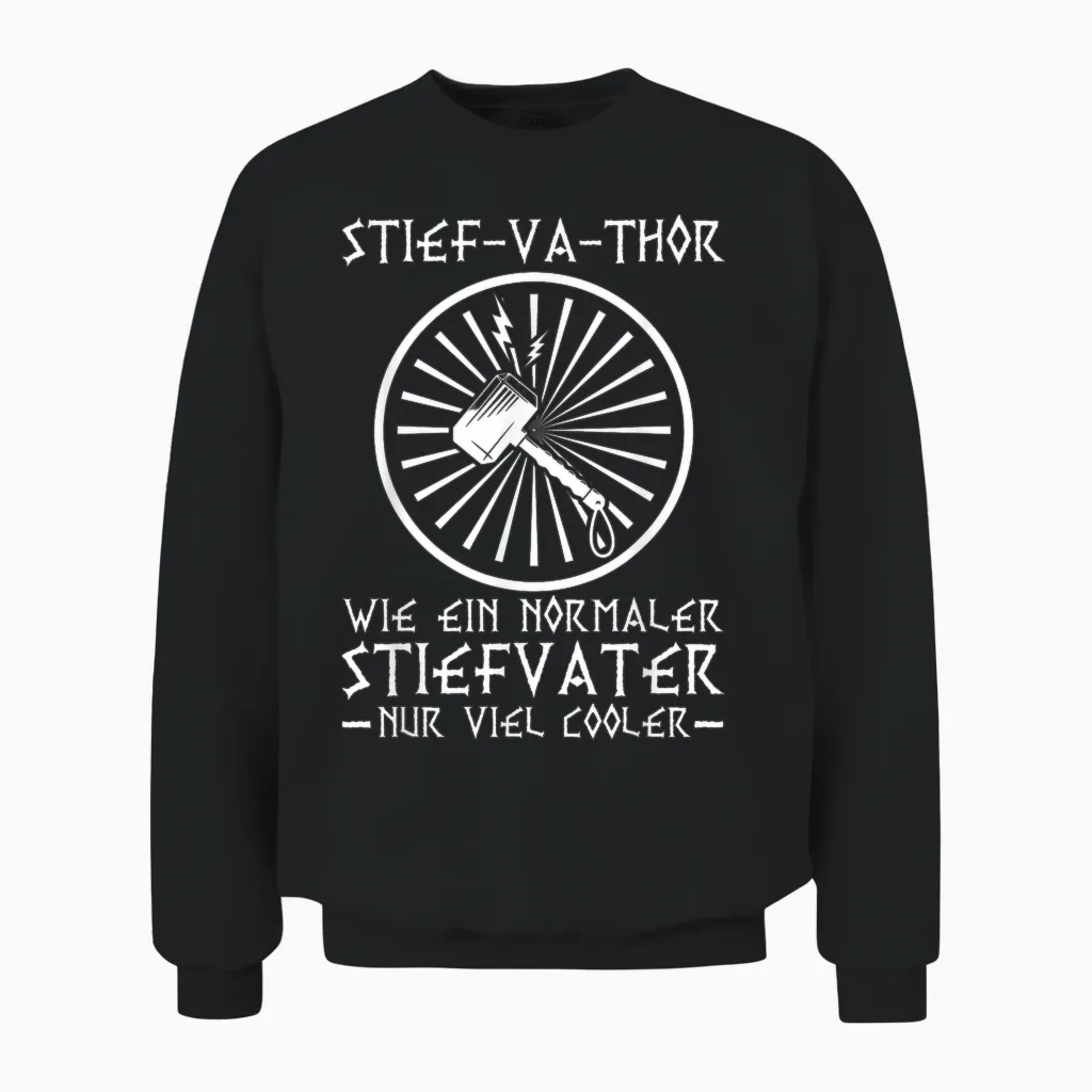 Bonus-Va-Thor Bonus Papa Wikinger Stiefvater Stiefpapa Unisex Sweatshirt in Black