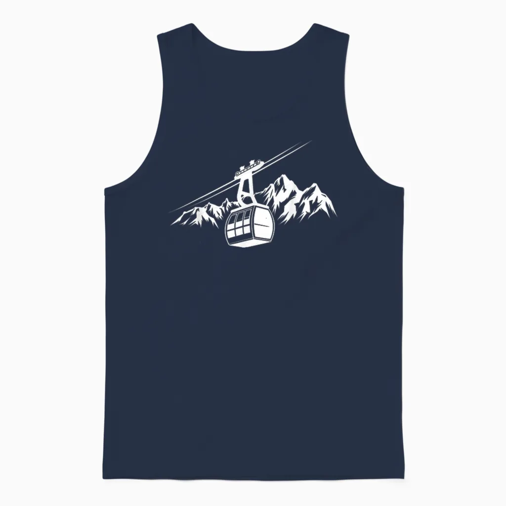 Ski Lift Gondola Mountains Alps Hiking Holiday Ski Holiday Hiking T-Shirt, Black, S Unisex Tank Top in Navy