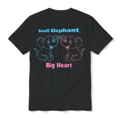 Small Elephant, Big Heart – Cute Unisex T-Shirt - Black