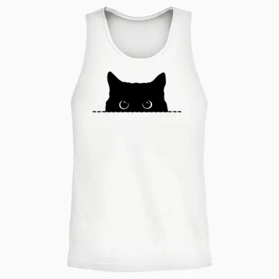 Black Cat Hello Unisex Tank Top - White