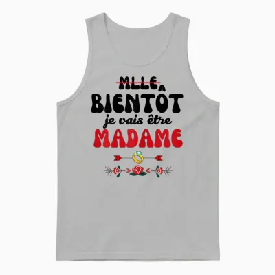 Evjf Mademoiselle Soon Je Vais être Madame Future Bride T-Shirt, White, Female X-Small Unisex Tank Top - Ash