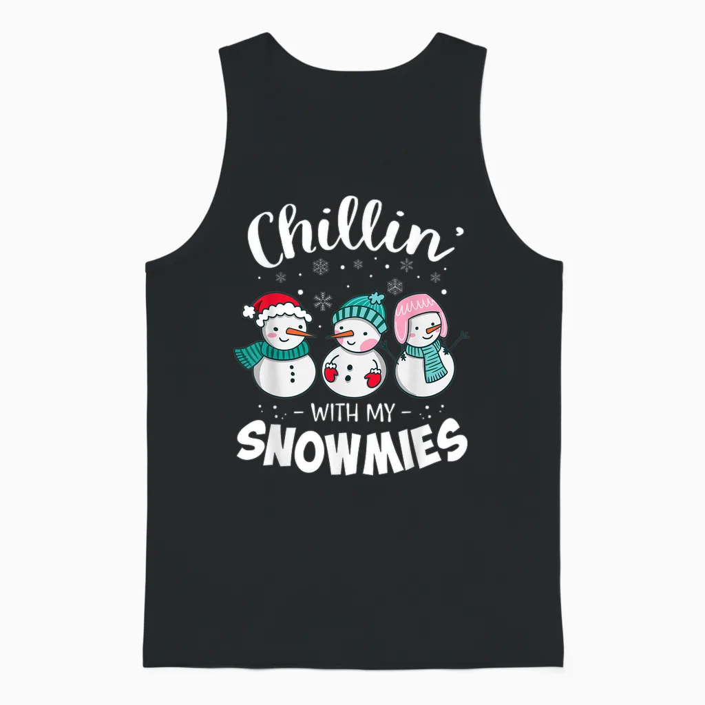 Chillin with My Snowmie Women Christmas Snowman Teacher Snow Unisex Tank Top in Black