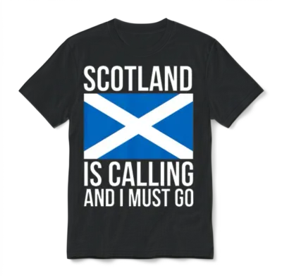 Funny Scottish Scotland Is Calling and I Must Go Unisex T-Shirt - Black