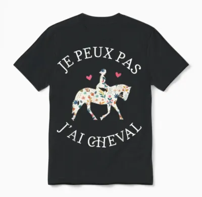 Je Peux Pas J'ai Cheval Humour Gift T-Shirt, Black, S Unisex T-Shirt - Black