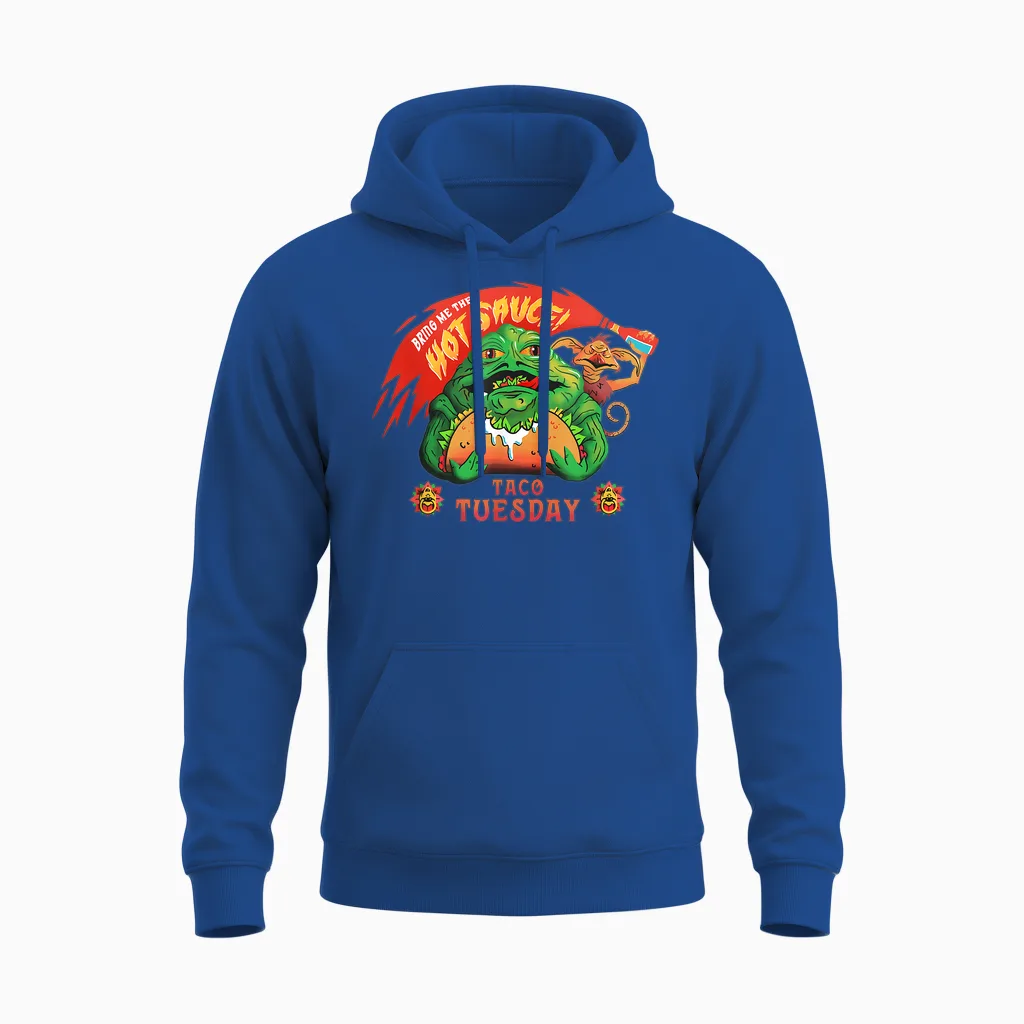 Star Wars Jabba the Hutt Bring Hot Sauce Taco Tuesday Funny Unisex Hoodie in Royal
