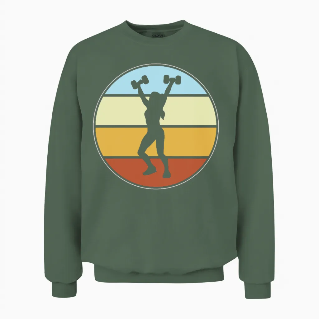 Fitness Retro - Gym & Lifting Unisex Sweatshirt in Military Green