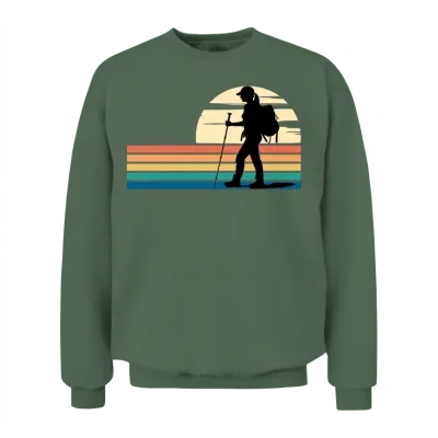 Hiking Female Hiker Colorful Unisex Sweatshirt - Military Green