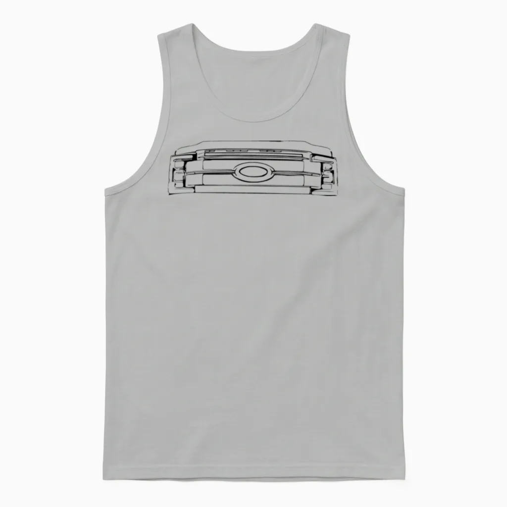 Ford Superduty F350 F250 Outline Line Work Drawing Unisex Tank Top in Ash