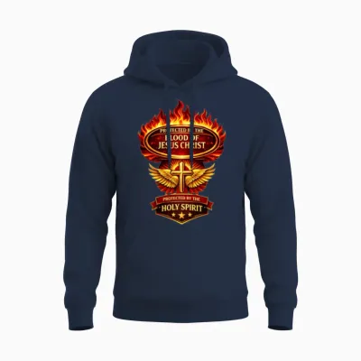 Protected by the Blood of Jesus & Holy Spirit Unisex Hoodie - Navy