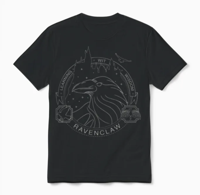 Harry Potter Ravenclaw Coat of Arms Unisex T-Shirt in Black