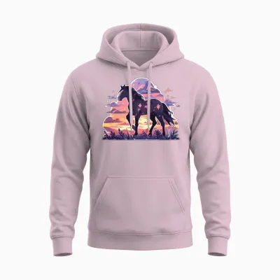Horse Horses Ross Gaul Riding Horse Head Rider Unisex Hoodie - Light Pink