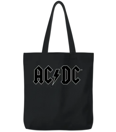 Ac/dc Black Logo with Lightning Bolt Tote Bags - Black